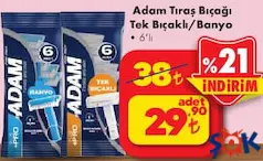 ADAM TIRAŞ BIÇAĞI TEK BIÇAKLI/BANYO 6'LI